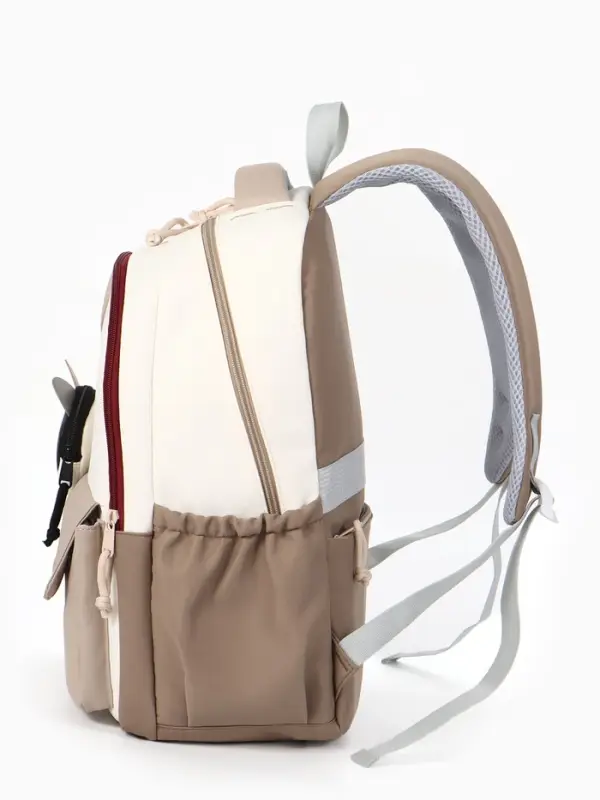 Рюкзак школьный, с кошельком, для девочки, 32&times;14&times;46 см, бежевый