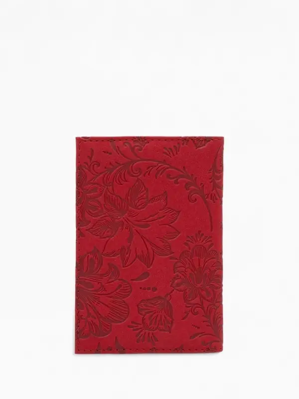 Обложка для паспорта, искусственная кожа, с тиснением, красная
