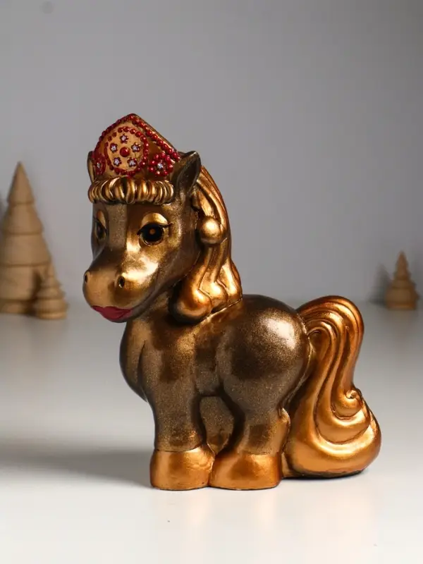 Копилка "Лошадь в кокошнике" 23х17,5х10 см, бронза