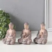 Сувенир полистоун "Три будды" набор 3 шт беж с белым 5х6,8х10,3 см