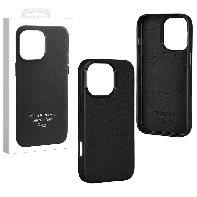 Чехол для iPhone 16 Pro Max Leather Case 100% ORG (MagSafe) c LOGO Black