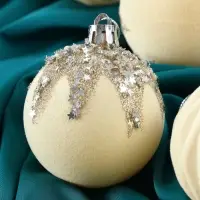 Ёлочные шары &laquo;Бархат. Маскарад&raquo;, шары новогодние, d=6 см, 16 шт., белый