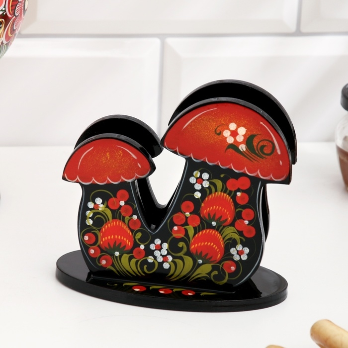 Салфетница «Гриб», 7 х 11 см, хохлома Салфетница «Гриб», 7 х 11 см, хохлома