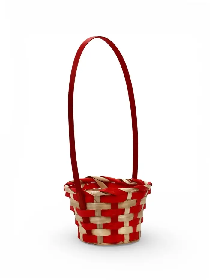 Корзина плетеная 13 х 13 х 9,5 см, ручка h=21 см, красно-белый