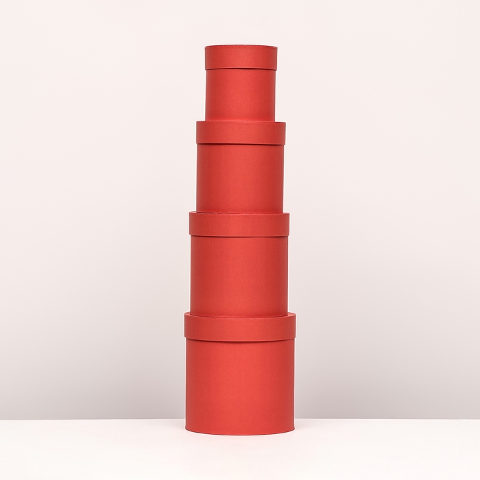 Набор шляпных коробок  4 в 1 "Красный", 20 × 20 ‒13 × 13 см