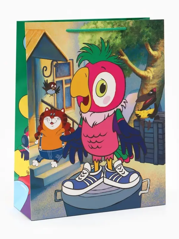 Пакет подарочный &laquo;С днём рождения&raquo;, 31&times;40&times;11.5 см, упаковка, Попугай Кеша