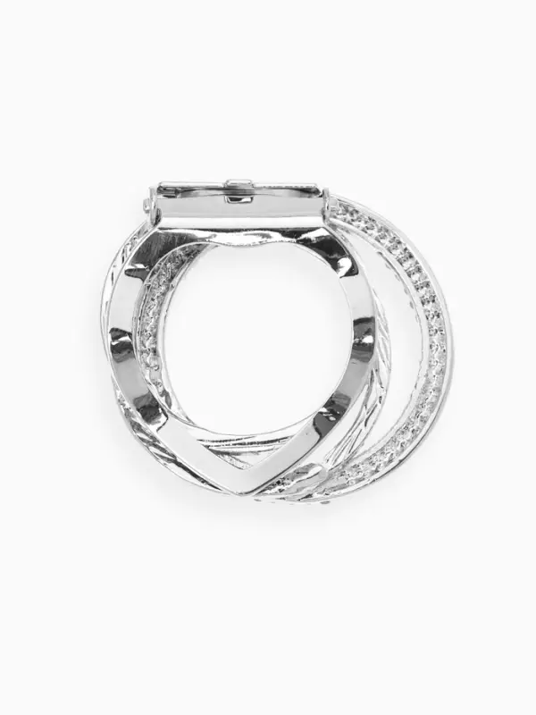 Зажим для платка &laquo;Круг&raquo;, белый в серебре