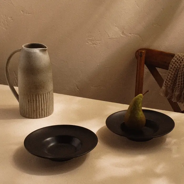 Тарелки для пасты SL Home &laquo;Дарк&raquo;, 160 мл, d=21.8 см, набор 2 шт., фарфор, чёрные