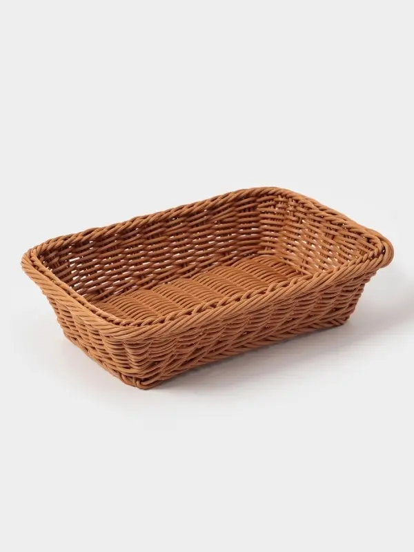 Корзина для продуктов Доляна, 30&times;19.5&times;6 см, плетёная, пластик, коричневая