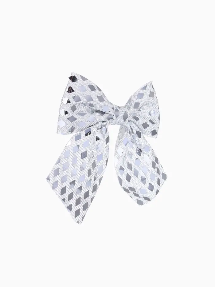 Ёлочные игрушки 2 шт. &laquo;Зимнее волшебство. Бант люкс&raquo; пластик, 12&times;11 см, серебро