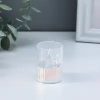 Светодиодная свеча LED - ночник RISALUX &laquo;Полосы&raquo;, 3&times;LR1130, прозрачный, перламутр, 3.7&times;3.7&times;4.5 см