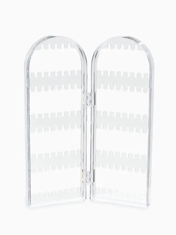 Подставка-книжка под серьги QF, 2 секции, 8 рядов, 21&times;1&times;28 см, прозрачная