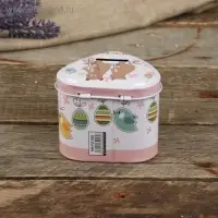 Копилка металл "Зверята" с замком и ключами МИКС 6х7,5х7 см