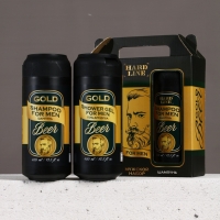 HARD LINE Набор Gold Beer, гель для душа и шампунь для волос, 2х400