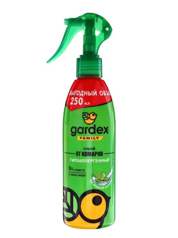 Спрей репеллентный от комаров "Gardex Family", с алоэ вера, 250 мл