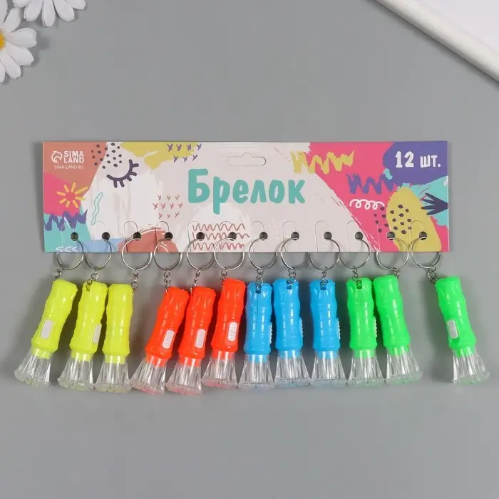 Фонарик брелок для ключей на кольце «Полоски», светит, 6.5×2.5×2.5 см, МИКС Фонарик брелок для ключей на кольце «Полоски», светит, 6.5×2.5×2.5 см, МИКС