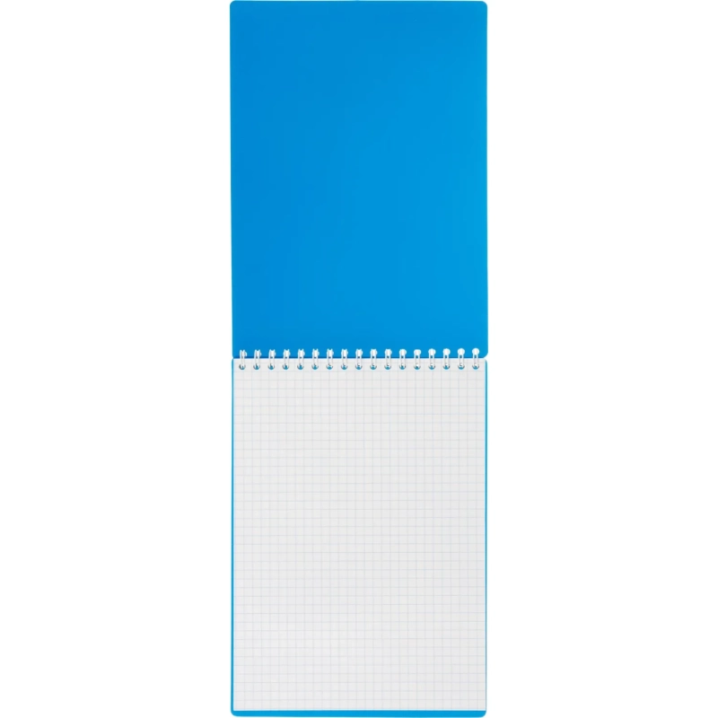 Блокнот А5 80 л.  мет.гребень,пласт.обл,синий, клетка