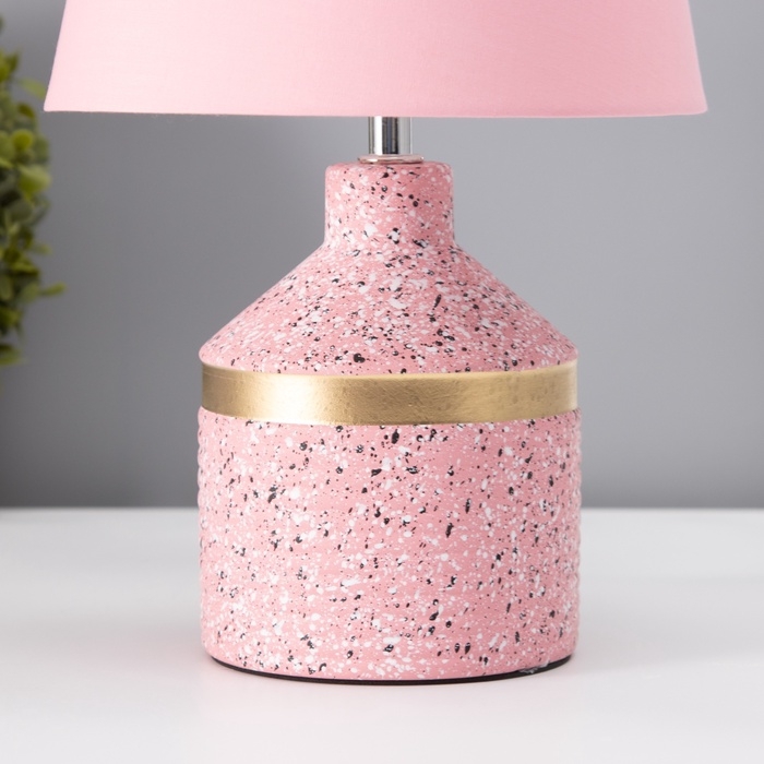 Настольная лампа с абажуром RISALUX «Лавр», 1×Е14, 40 Вт, розовый, 20×20×35 см