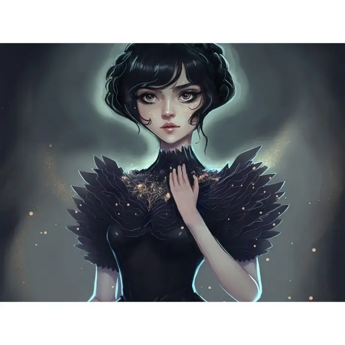 Алмазная мозаика с частичным заполнением на холсте &laquo;Девушка в черном&raquo; 20&times;30 см