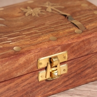 Шкатулка «Дельфины», 15.5×10.5×5.5 см, дерево шишам, латунь