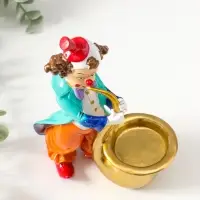 Подсвечник полистоун на 1 свечу "Клоун играет на трубе" яркий разноцветный 17 см