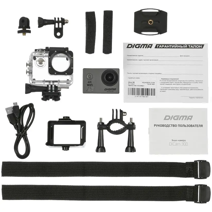 Экшн-камера Digma DiCam 300, серая