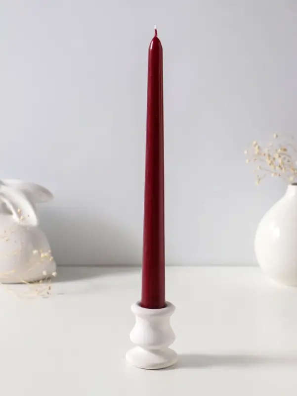Набор свечей античных 25 см, 3 шт., 58 г, 7 ч, бордовый