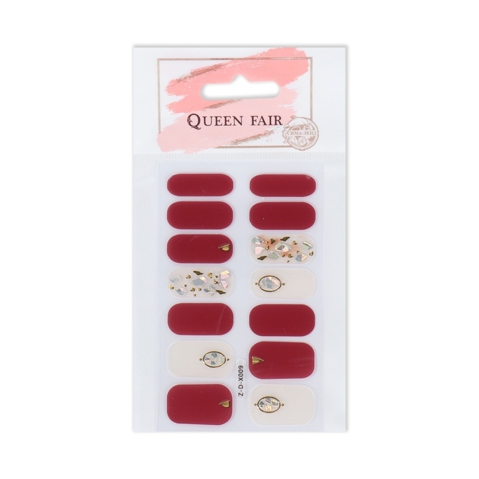 Лаковые полоски для маникюра, 14 шт, цвет бордовый/бежевый Лаковые полоски для маникюра, 14 шт, цвет бордовый/бежевый