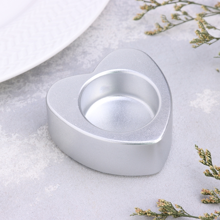 Подсвечник Подсвечник "Сердце малое. Мрамор" из гипса,7х3см,серебро