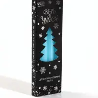 Свечи новогодние &laquo;Верь в чудеса&raquo;, 4 шт., голубые, 15&times;1&times;1 см