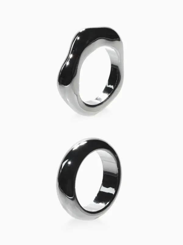 Кольцо пластик «Стиль», набор 2 шт. размер 17, цвет серебро Кольцо пластик «Стиль», набор 2 шт. размер 17, цвет серебро
