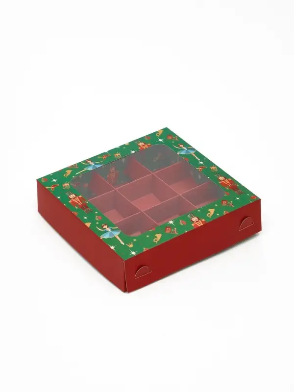 Коробка под 9 конфет новогодняя &laquo;Щелкунчик&raquo;, 14.5&times;14.5&times;3.5 см