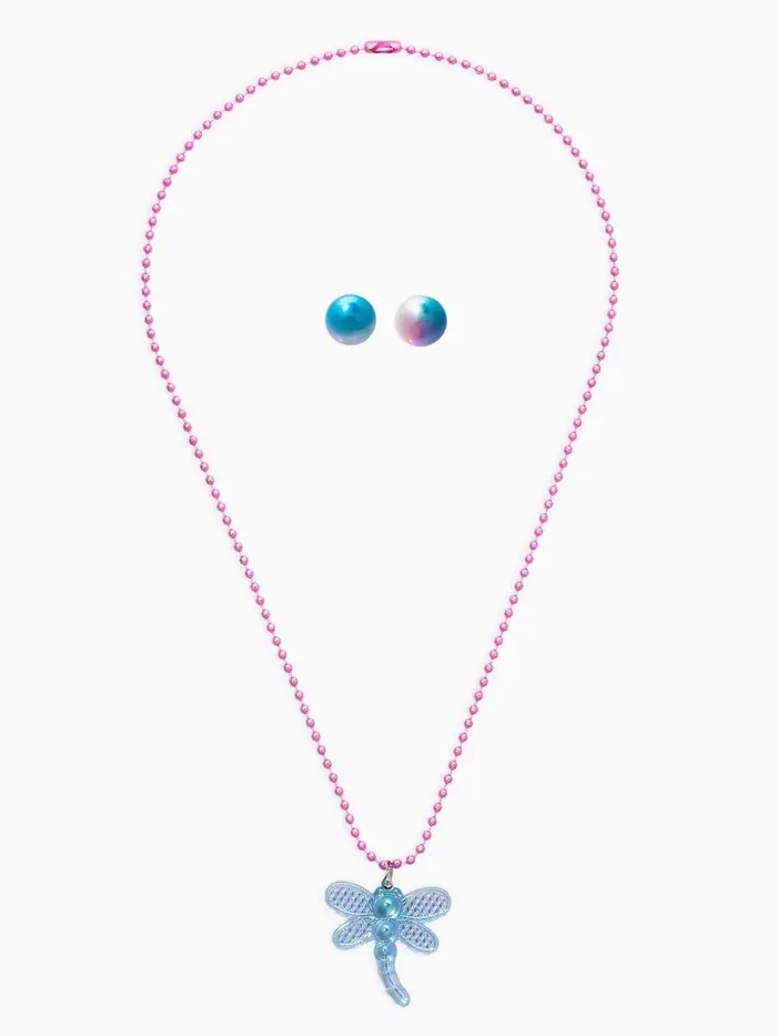 Набор детских украшений &laquo;Выбражулька. Стрекоза&raquo;, 2 предмета: кулон, пусеты, голубой