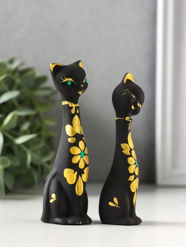 Набор фигурок 2 шт. керамика &laquo;Love - коты&raquo;, 11 см, черный