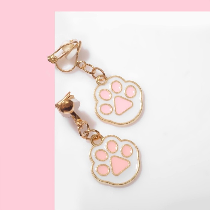 Клипсы детские «Выбражулька» лапки, цвет бело-розовый в золоте Клипсы детские «Выбражулька» лапки, цвет бело-розовый в золоте