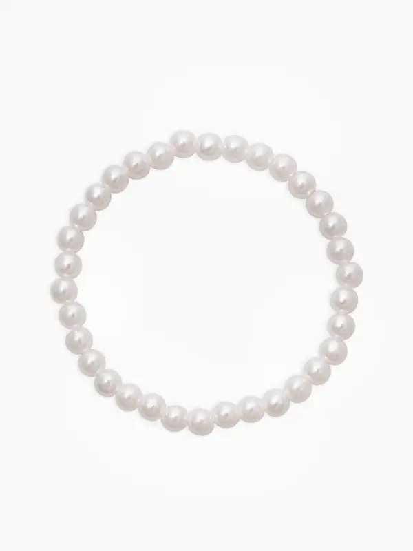 Браслет "Бусины жемчуга" (набор 7 шт), №6,8,10,14, цвет белый