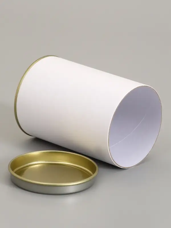 Тубус белый 73&times;110 мм (90 мм внутренняя высота), картон, металлическая крышка