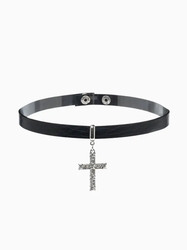 Чокер &laquo;Стиль&raquo;, крест, чёрный, 39.5 см