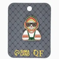 Значок"Русская красавица" в косынке, цветной в золоте