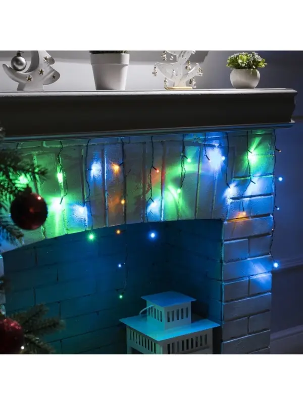 Гирлянда &laquo;Бахрома&raquo; 1.8&times;0.5 м, IP20, тёмная нить, 48 LED, свечение мульти, 8 режимов, 220 В