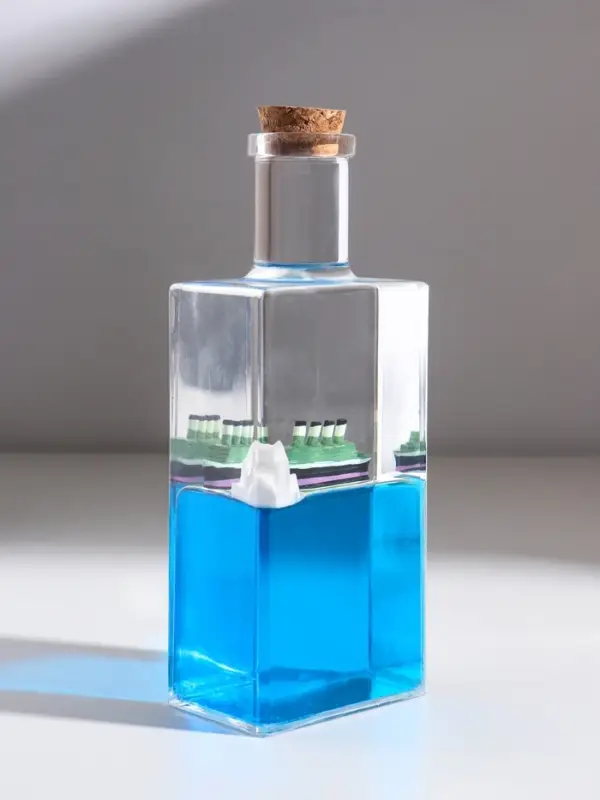 Корабль в жидкости, антистресс "Лайнер" в бутылке, 17 см