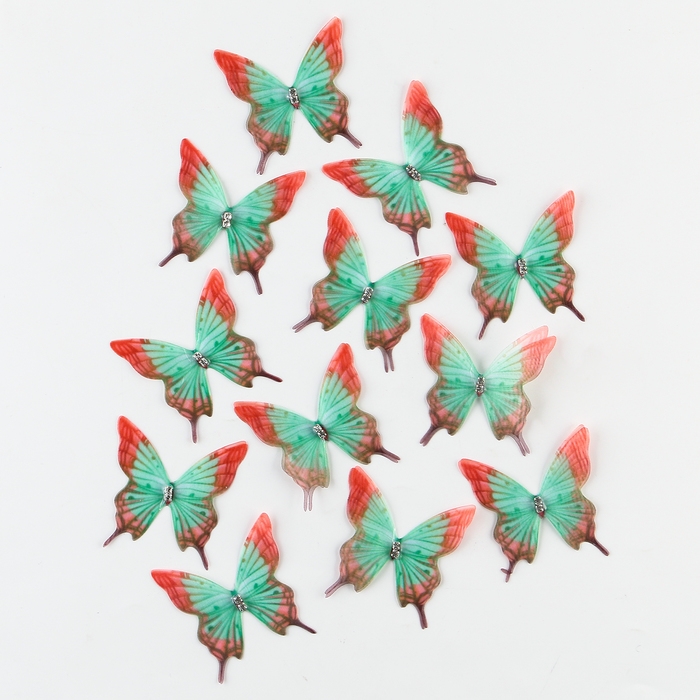 Декор для творчества «Бабочка пеструшка», двухслойный, набор 12 шт., размер 1 шт. — 5 × 5 см