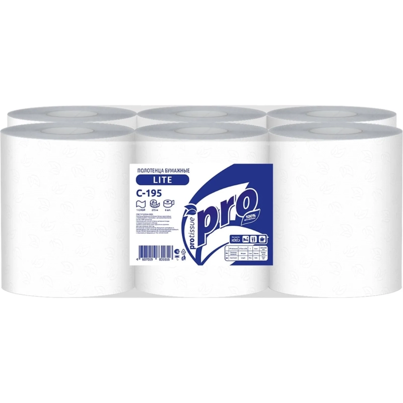 Полотенца бумажные д/дисп Protissue 1сл ЦВ 275м 6рул/уп_С195