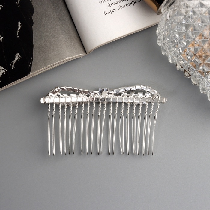 Гребень для волос  Гребень для волос "Медея" бант, 8х4 см, серебро