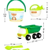 Набор игрушек для песочницы &laquo;Сафари&raquo;, 6 предметов: самосвал, ведро, ситечко, совок, грабельки, лейка, МИКС