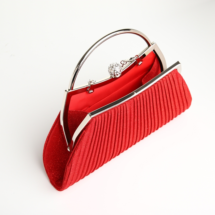 Сумка-клатч на фермуаре, цвет красный