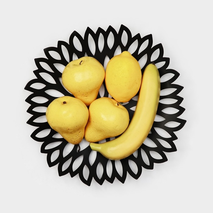 Фруктовница Доляна «Пион», 28,5×28,5×4,5 см, цвет чёрный Фруктовница Доляна «Пион», 28,5×28,5×4,5 см, цвет чёрный