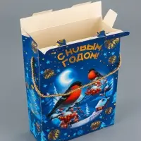 Коробка подарочная складная  "Снегири" 17,3 х 7 х 23,5 см