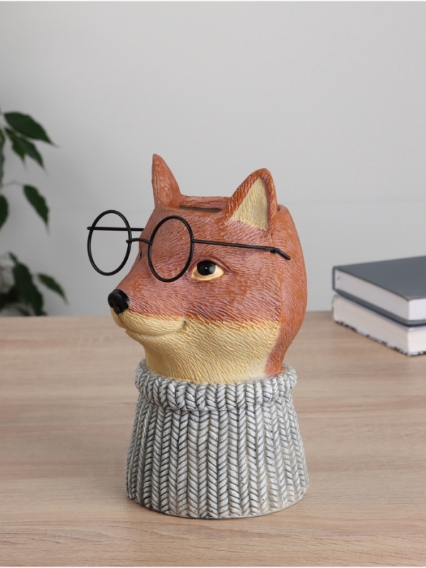 Ваза керамика настольная Ваза керамика настольная "Лиса в очках" 14х14х22 см