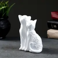 Фигурка полистоун &laquo;Кот и Кошка&raquo; белый, 14&times;13 см